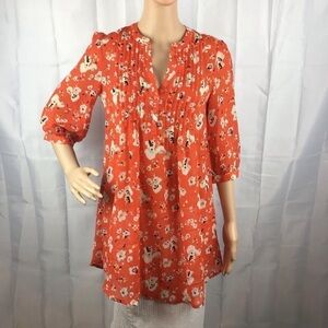 XXI by Forever 21 Top Size S Orange Floral Sheer